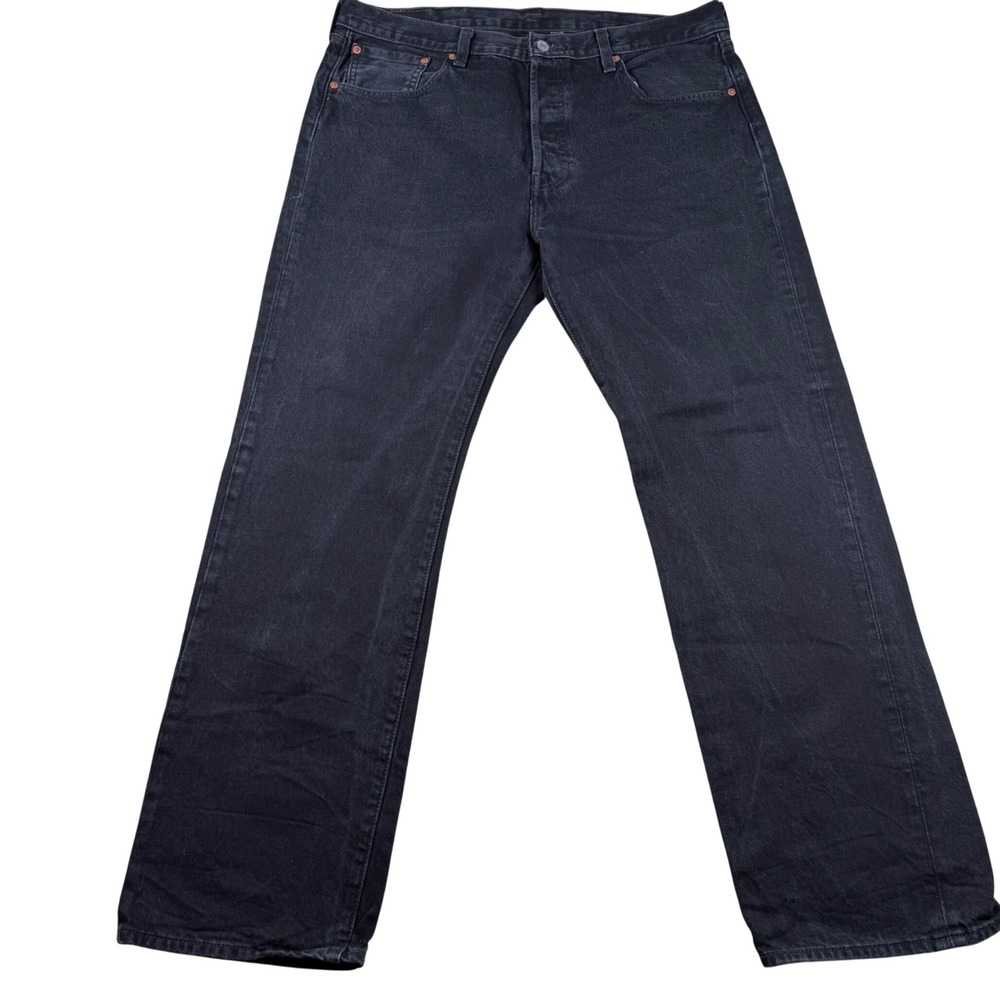 Levis 501 Original Fit Mens Black Straight Leg Button Fly Denim Jeans 38x32
